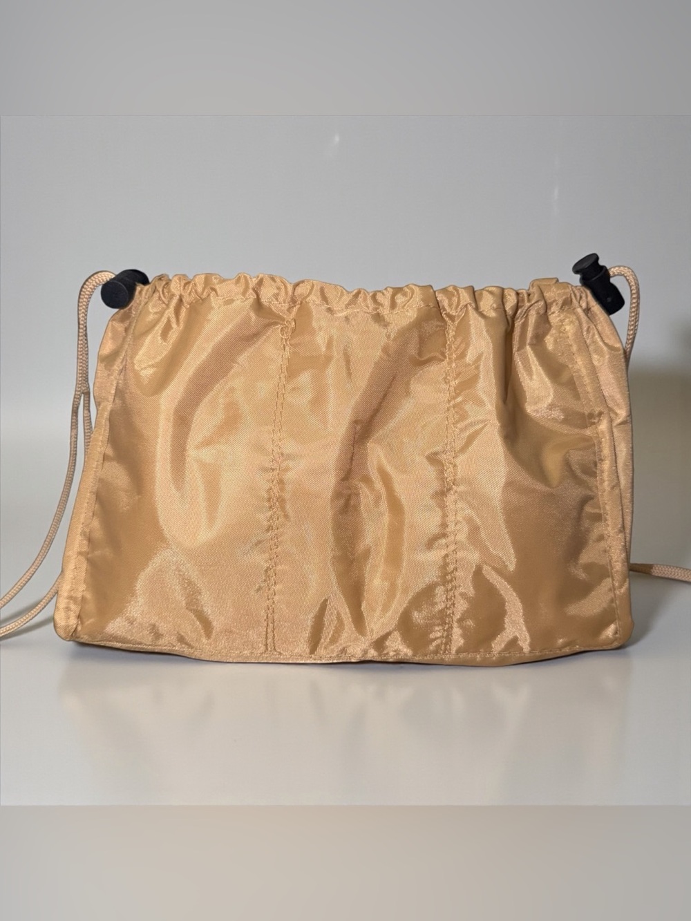 Satin Drawstring Purse Organizer Pouch in Champagne Gold